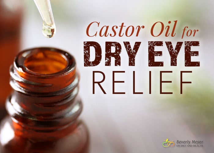 Castor Oil for Dry Eye Relief with drops of Castor Oil for massage around the eyes