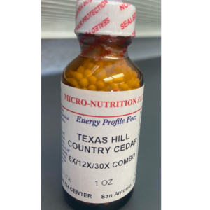 A bottle of Homeopathic Cedar Allergy Relief