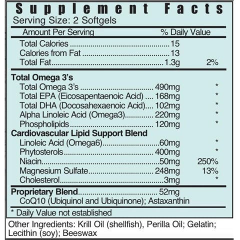 Systemic Formulas Cardiovascular Oil CVO capsules back label